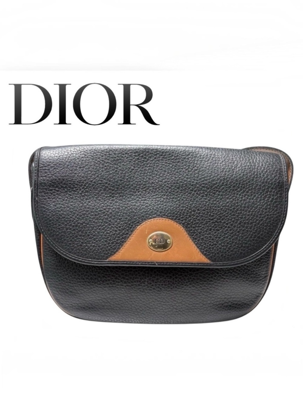 Christian Dior Vintage 80’s Black Pebbled Leather Crossbody Original Zip Pouch